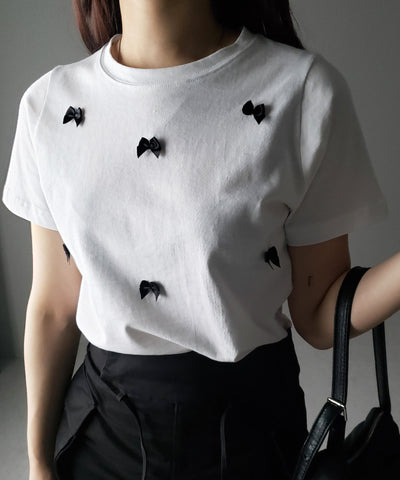 【 ４color 】ミニリボンバレエコアクロップドＴ ／ mini ribbon ballet core cropped Tee
