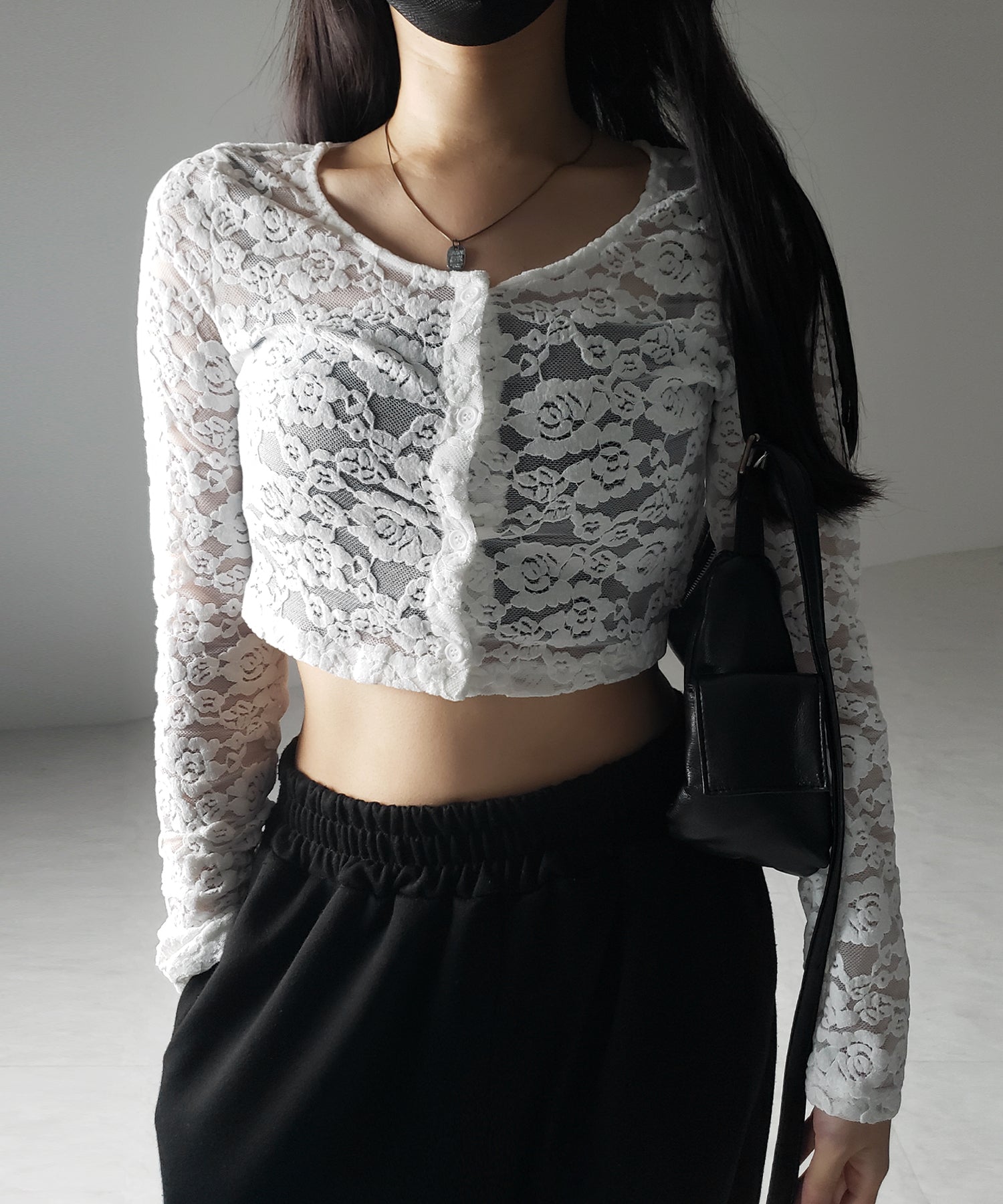 【 ２color 】ベロアレースショートカーディガン ／ velour lace short cardigan