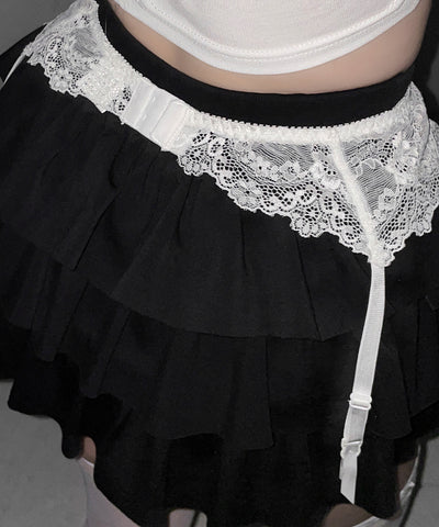 レースリボンストラップガーターベルト ／lace ribbon strap garter belt