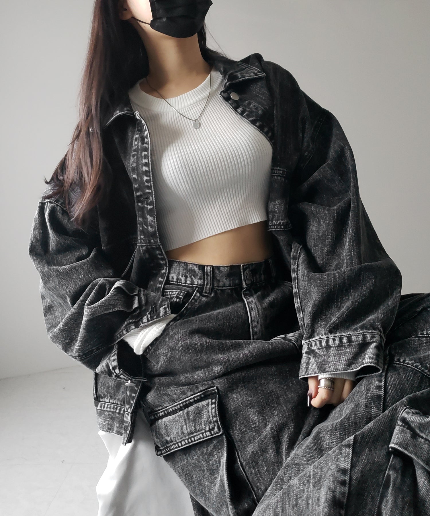 【 ３color 】BASIC ショートリブニットトップス　／ BASIC SHORT LIB KNIT TOPS