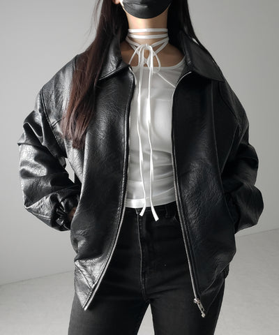 【 ３color 】クロスストラップロングチョーカーリボントップス ／ cross strap long choker ribbon tops