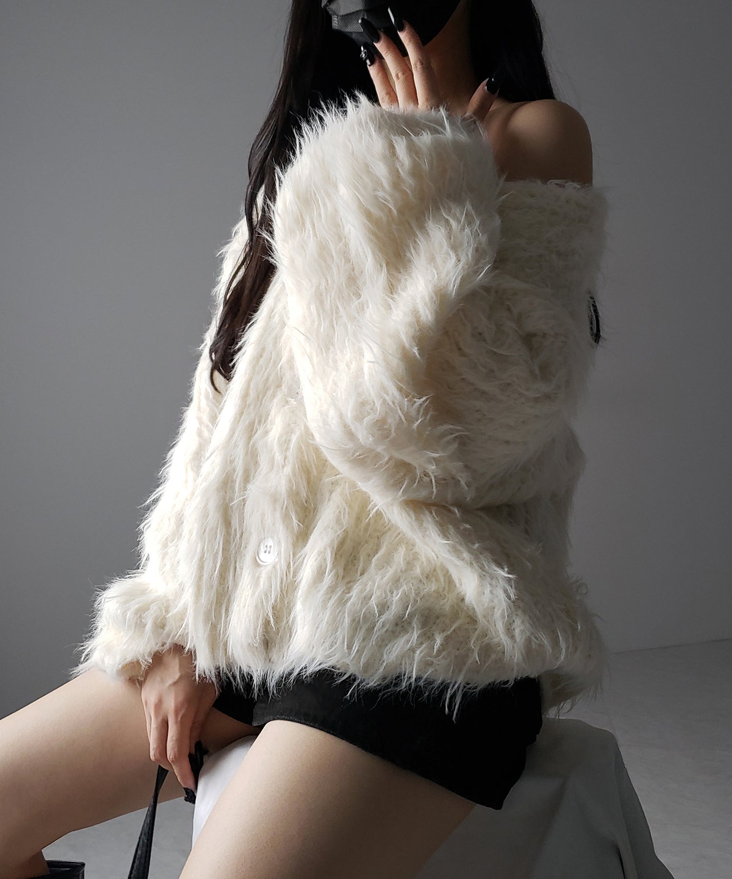 【 ３color 】モンスターシャギーボリュームニットカーディガン ／ monster shaggy volume knit cardigan