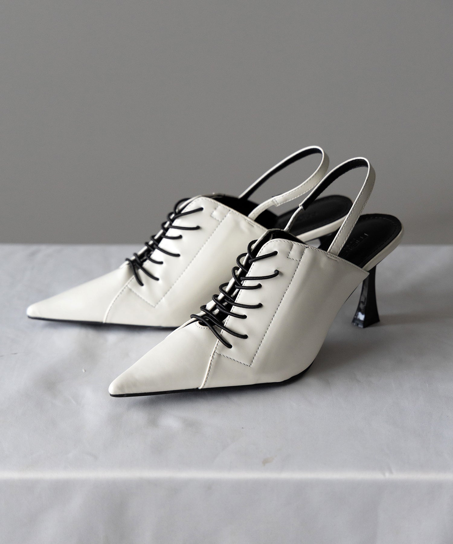 【 ３color 】ポインテッドトゥレースアップスニーカーミュール ／ pointed toe lace up sneaker mules