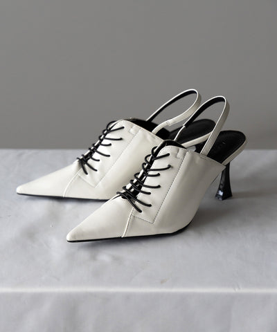 【 ３color 】ポインテッドトゥレースアップスニーカーミュール ／ pointed toe lace up sneaker mules
