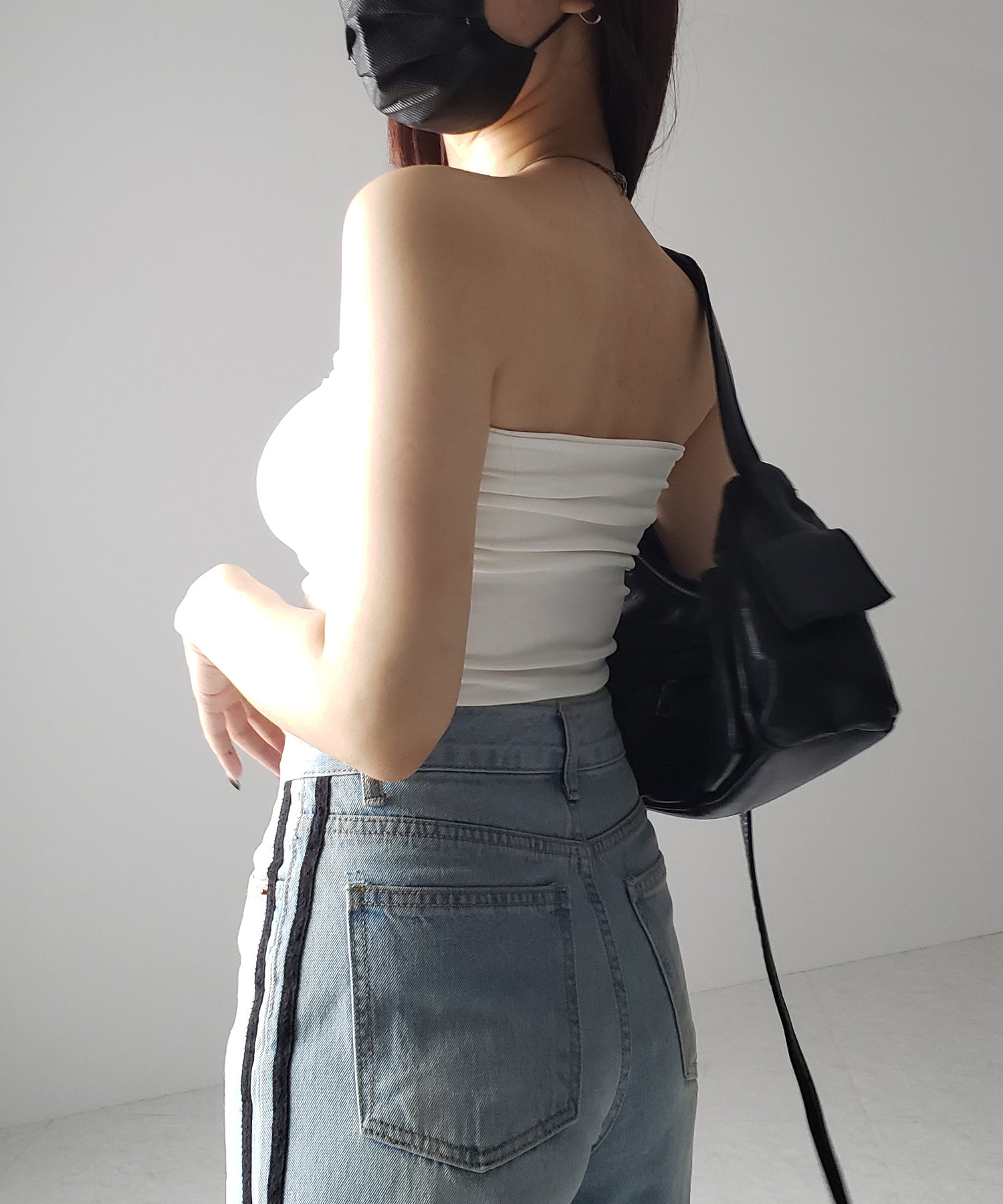 【 カップ付き 】ショートスクエアチューブトップ／ short square tube top