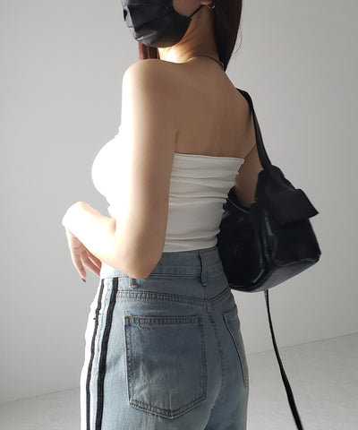 【 カップ付き 】ショートスクエアチューブトップ／ short square tube top