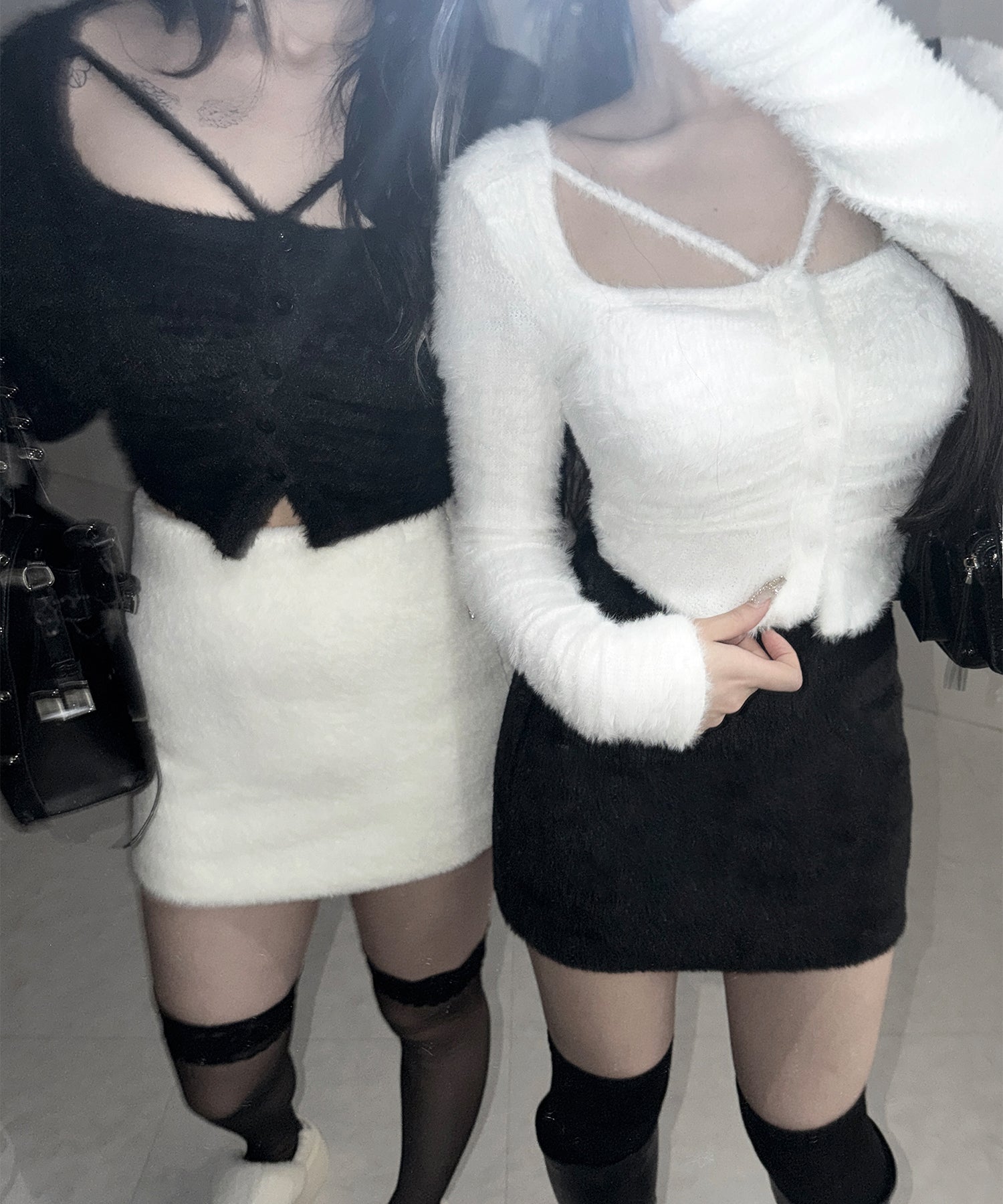 ハイウエストシャギータイトミニスカート ／ high waist shaggy tight mini skirt