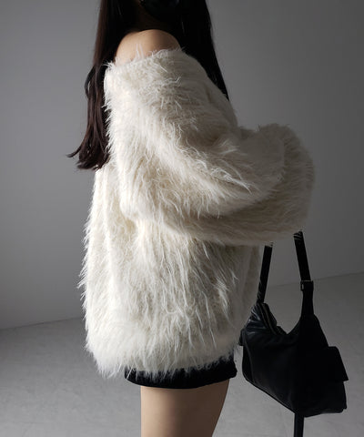 【 ３color 】モンスターシャギーボリュームニットカーディガン ／ monster shaggy volume knit cardigan