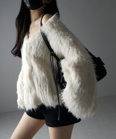 【 ３color 】モンスターシャギーボリュームニットカーディガン ／ monster shaggy volume knit cardigan