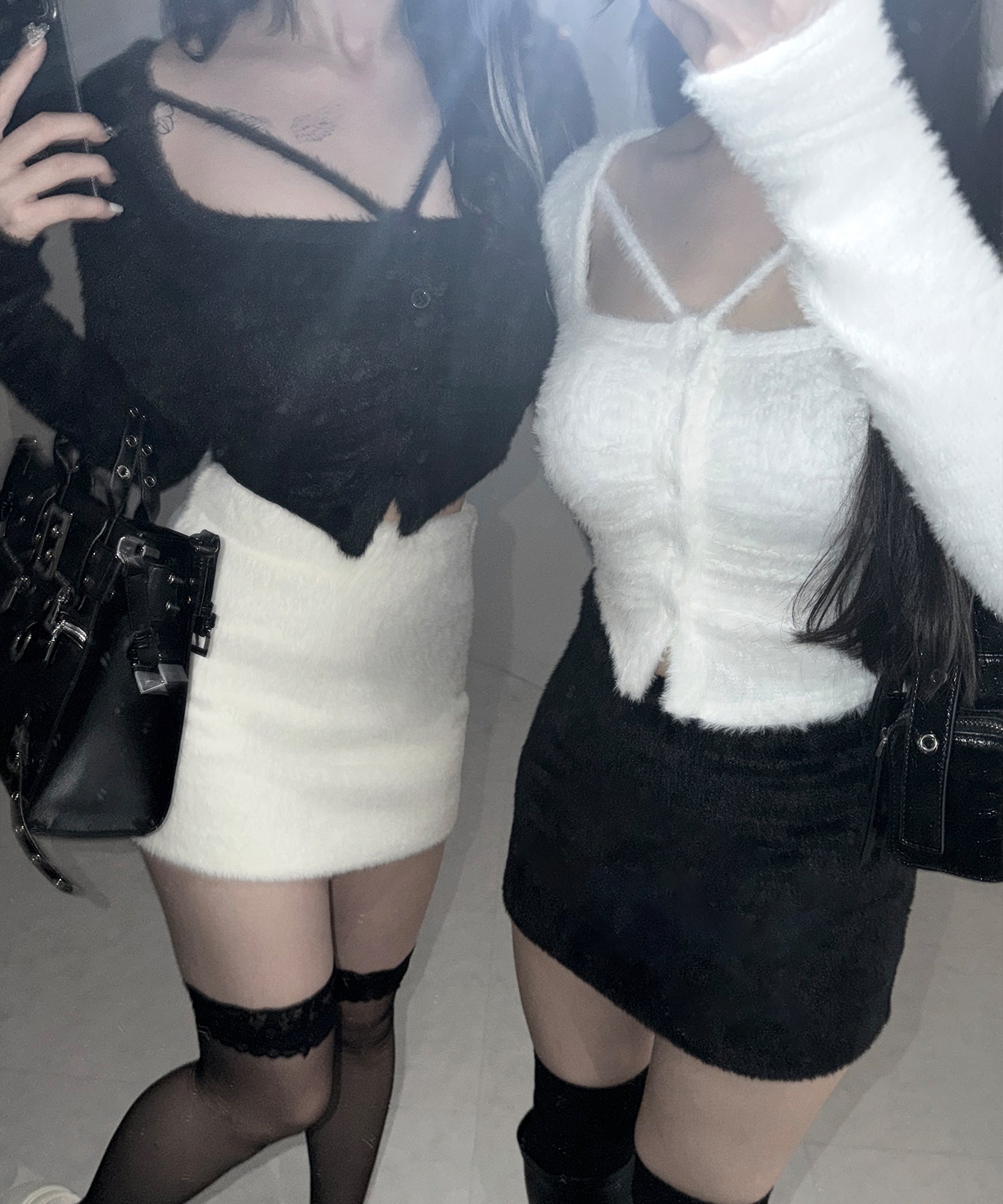 ハイウエストシャギータイトミニスカート ／ high waist shaggy tight mini skirt