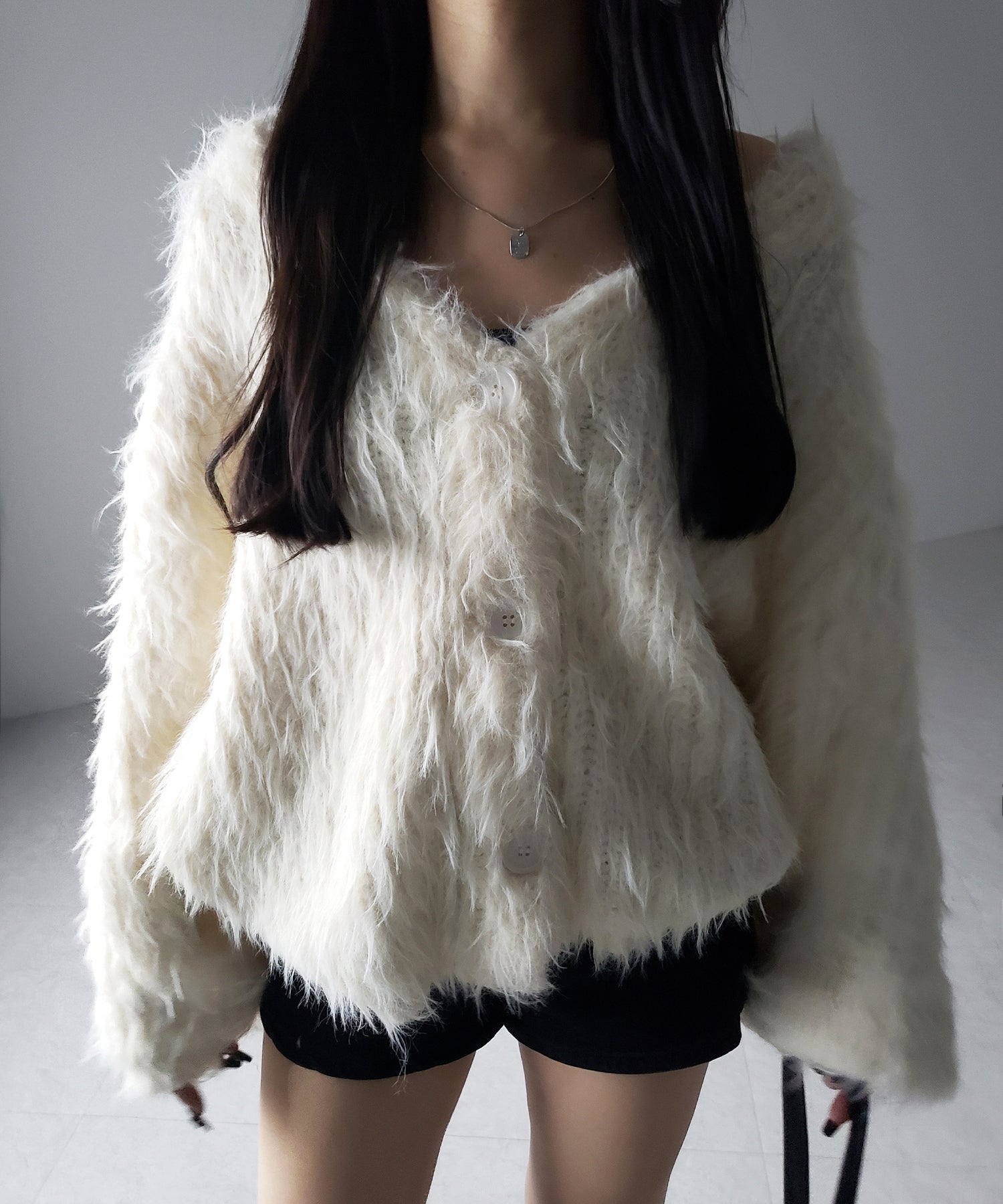 【 ３color 】モンスターシャギーボリュームニットカーディガン ／ monster shaggy volume knit cardigan