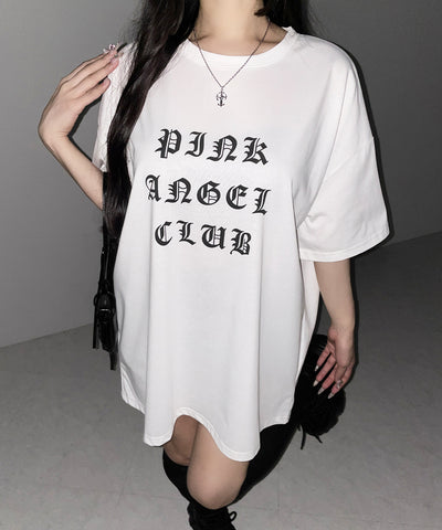 【 PINK ANGEL CLUB 】グランジロゴビッグＴシャツ ／ PINK ANGEL CLUB grunge logo big T-shirts