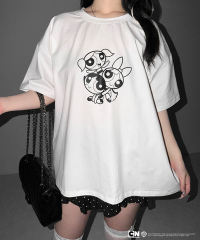 【THE POWERPUFF GIRLS】パワーパフガールズビッグプリントオーバーサイズＴシャツ / big print oversize Tee【 セットアップ着用可能 】