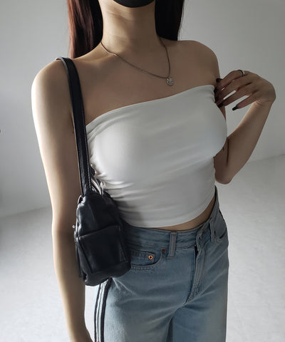 【 カップ付き 】ショートスクエアチューブトップ／ short square tube top