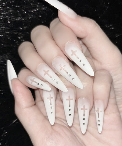 【 限定先行販売 】gradation sheer cross point long nail tips