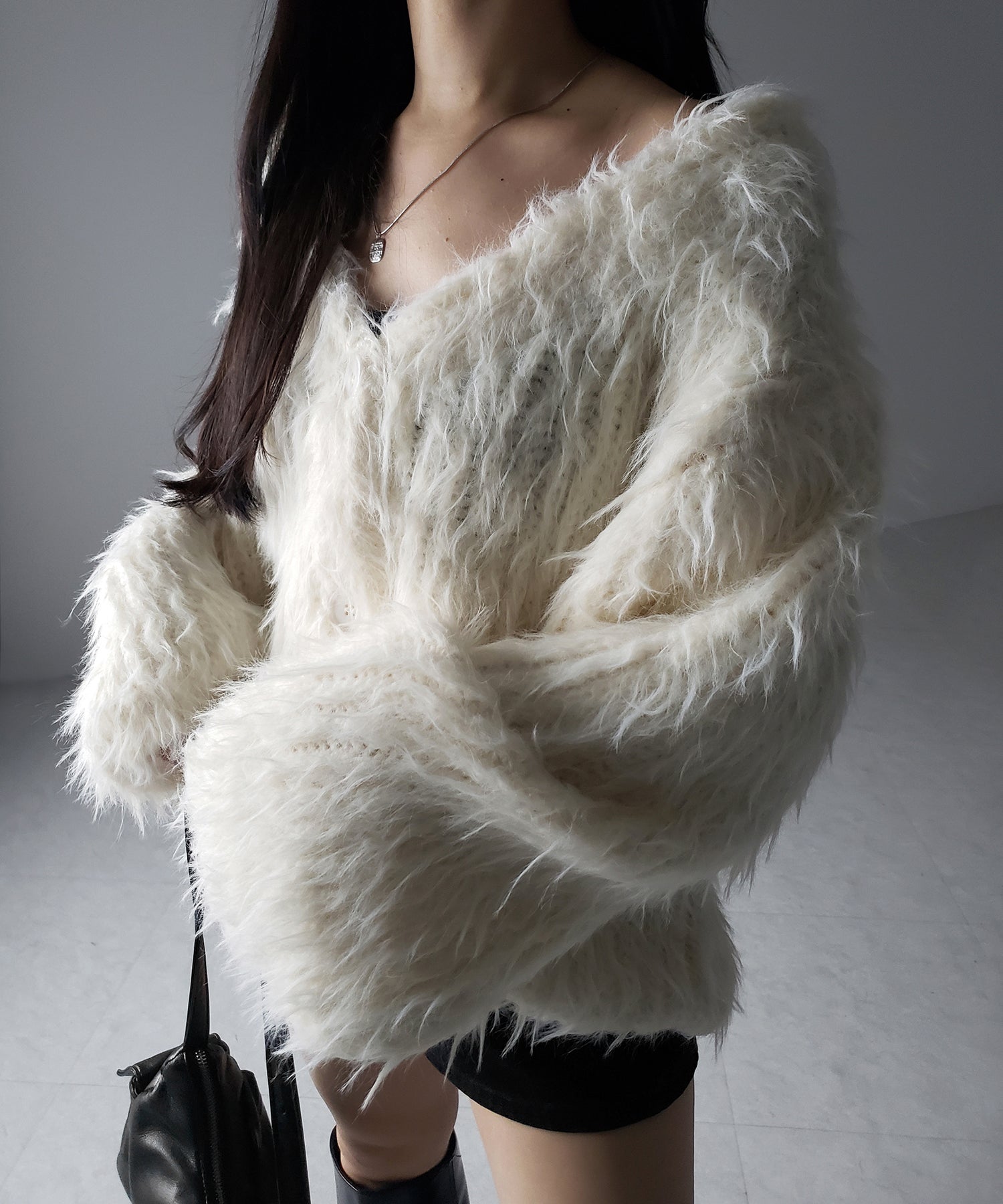 【 ３color 】モンスターシャギーボリュームニットカーディガン ／ monster shaggy volume knit cardigan