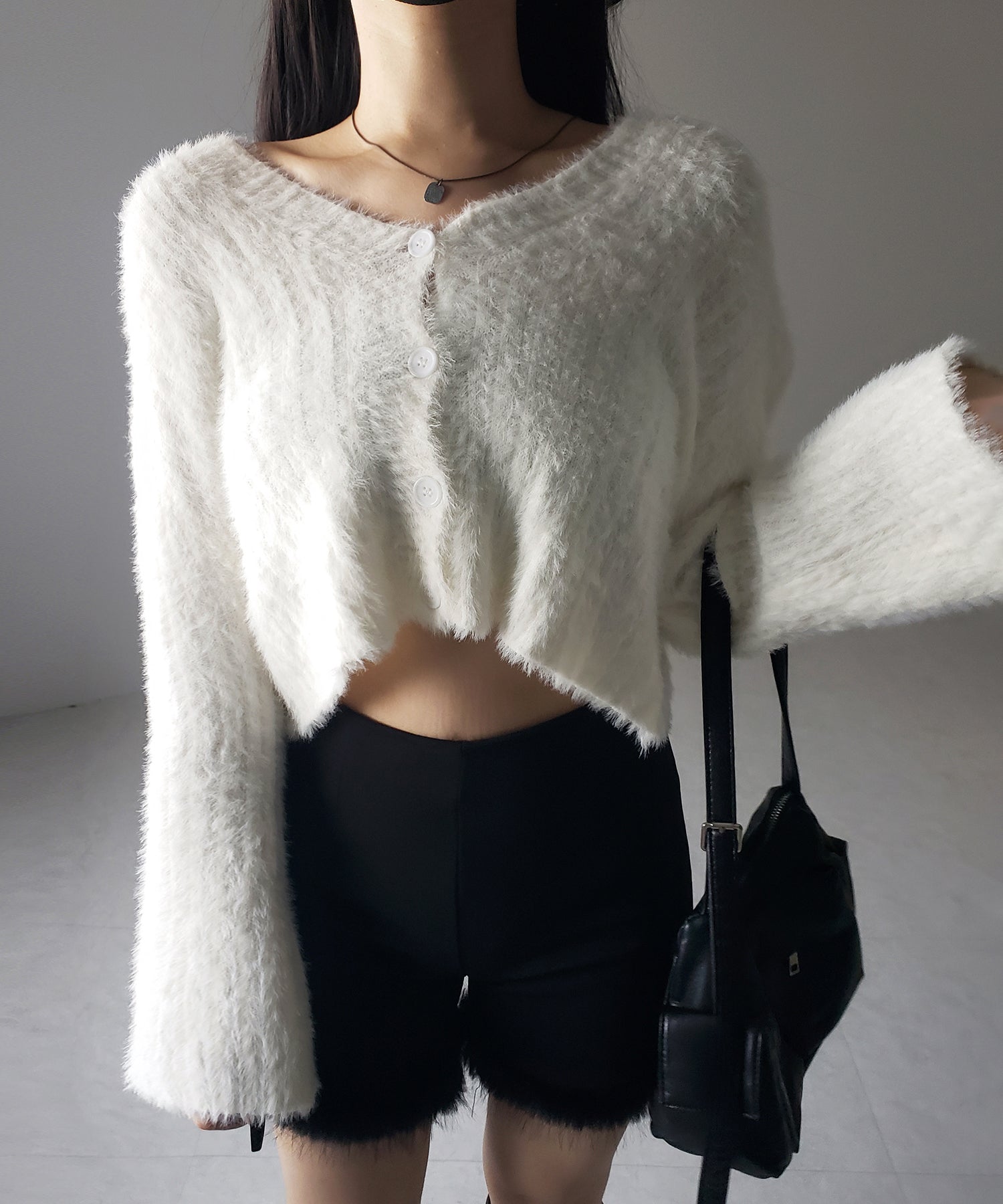 【 ３color 】ショートシャギーリブニットカーディガン ／ short shaggy lib knit cardigan