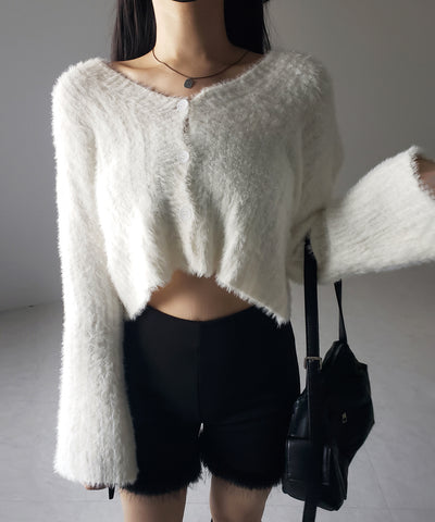 【 ３color 】ショートシャギーリブニットカーディガン ／ short shaggy lib knit cardigan