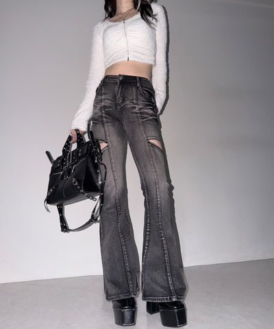 フロントジップショートシャギートップス／ front zip short shaggy tops