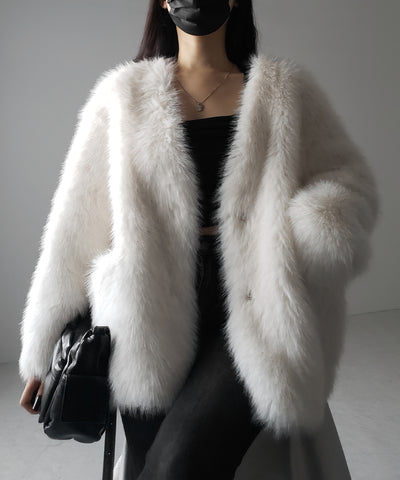 【 ４color 】ミンクライクフェイクファーボリュームコート ／ ｍink-like fake fur volume coat