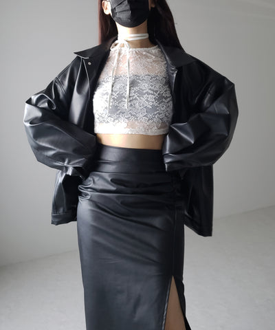 【 ２color 】ストラップリボンショートレーストップス ／ strap ribbon short lace tops