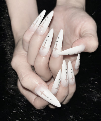 【 限定先行販売 】gradation sheer cross point long nail tips