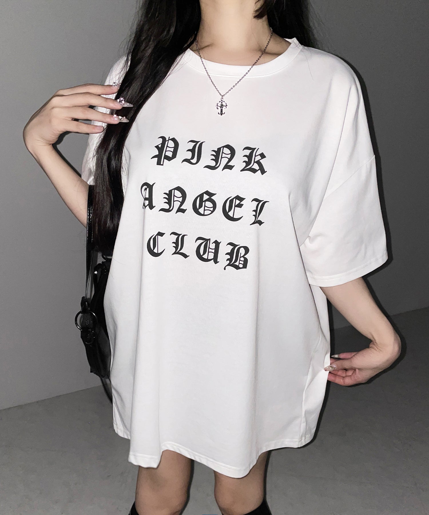 【 PINK ANGEL CLUB 】グランジロゴビッグＴシャツ ／ PINK ANGEL CLUB grunge logo big T-shirts