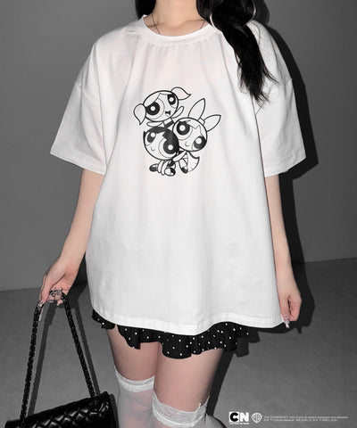 【THE POWERPUFF GIRLS】パワーパフガールズビッグプリントオーバーサイズＴシャツ / big print oversize Tee【 セットアップ着用可能 】