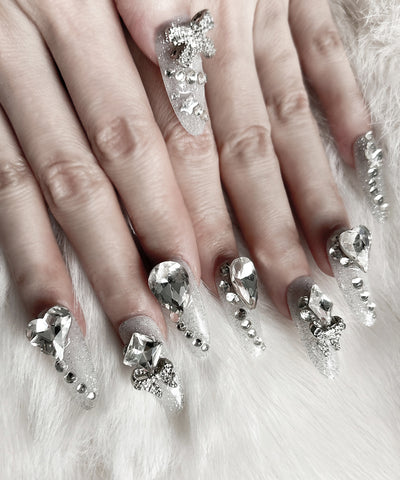 【 限定先行販売 】 bijou ribbon glitter flash nail tips