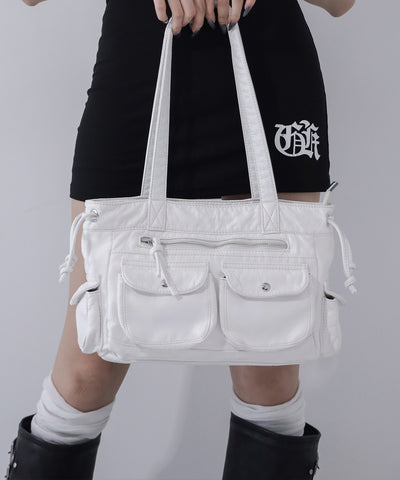 【 ３color 】アウトポケットジップアップエンボスヴィンテージハンドバッグ ／ out pocket zipup embossed vintage handbag