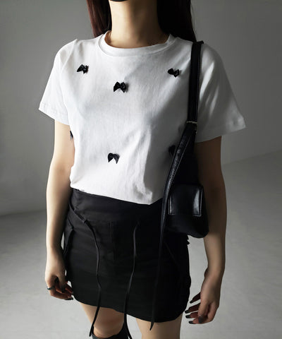 【 ４color 】ミニリボンバレエコアクロップドＴ ／ mini ribbon ballet core cropped Tee