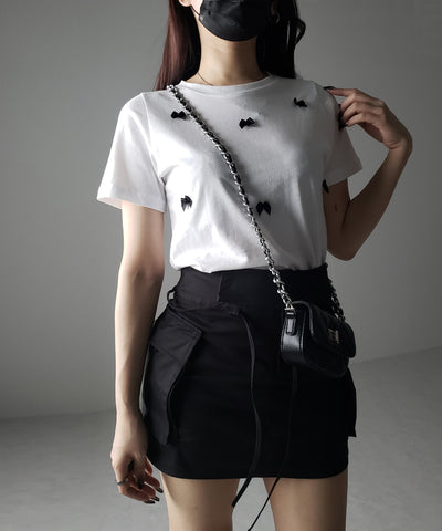 【 ４color 】ミニリボンバレエコアクロップドＴ ／ mini ribbon ballet core cropped Tee