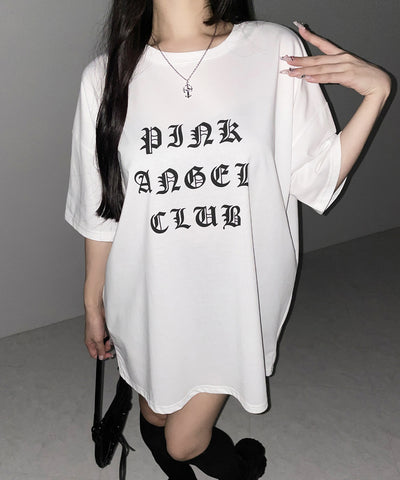 【 PINK ANGEL CLUB 】グランジロゴビッグＴシャツ ／ PINK ANGEL CLUB grunge logo big T-shirts