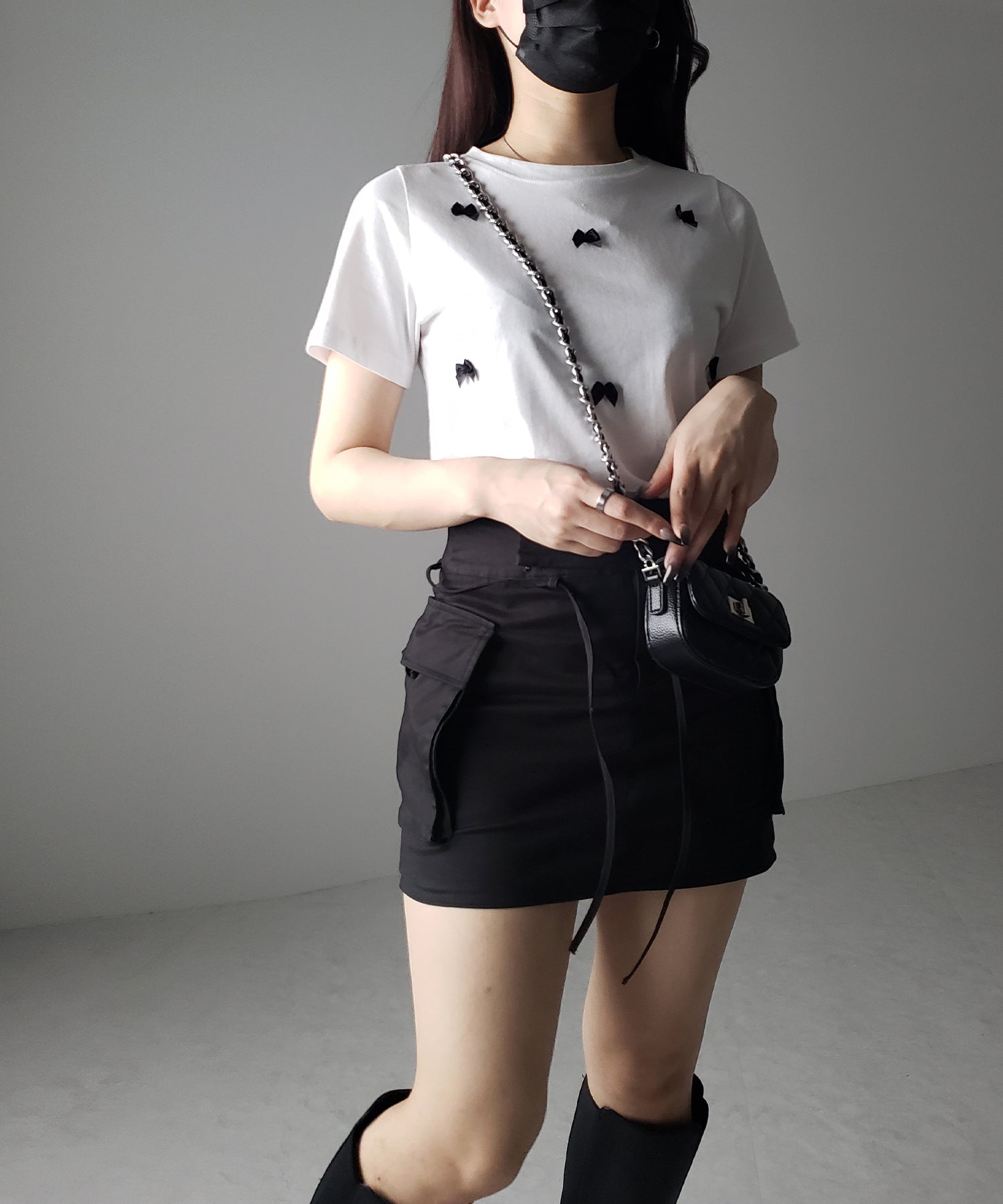 【 ４color 】ミニリボンバレエコアクロップドＴ ／ mini ribbon ballet core cropped Tee