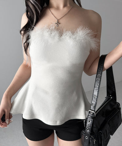 フェイクファーペプラムベアトップス / fake fur peplum bare tops