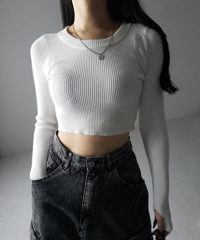 【 ３color 】BASIC ショートリブニットトップス　／ BASIC SHORT LIB KNIT TOPS