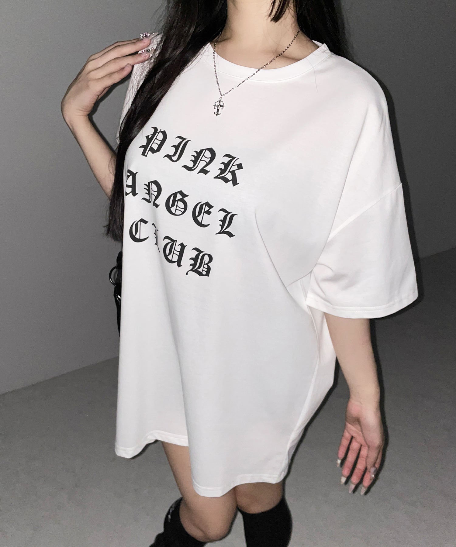 【 PINK ANGEL CLUB 】グランジロゴビッグＴシャツ ／ PINK ANGEL CLUB grunge logo big T-shirts