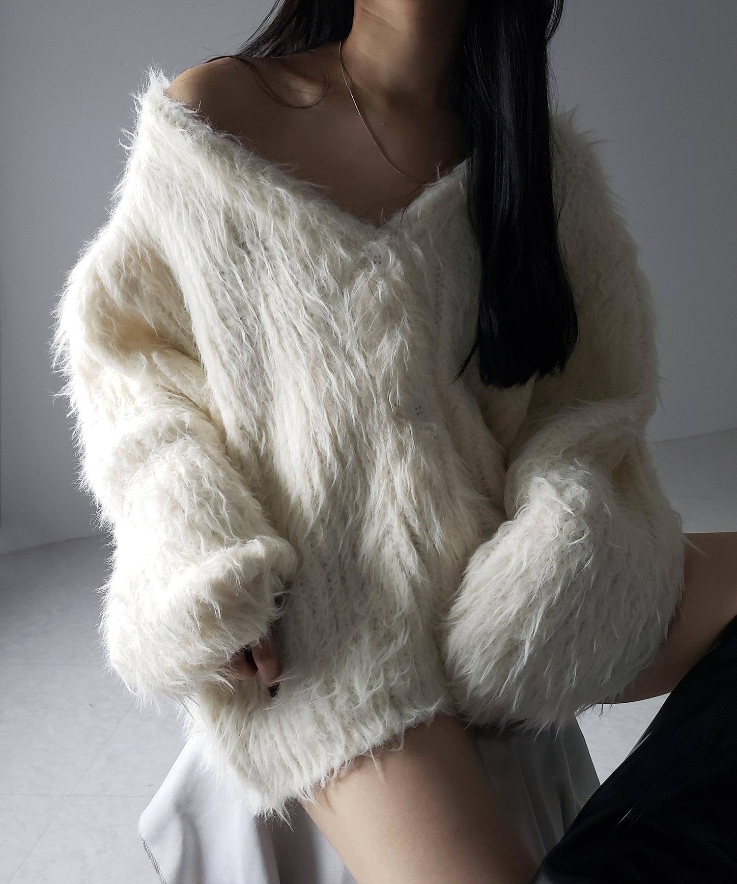 【 ３color 】モンスターシャギーボリュームニットカーディガン ／ monster shaggy volume knit cardigan