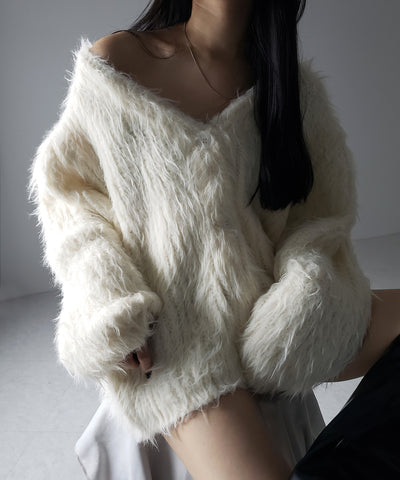 【 ３color 】モンスターシャギーボリュームニットカーディガン ／ monster shaggy volume knit cardigan