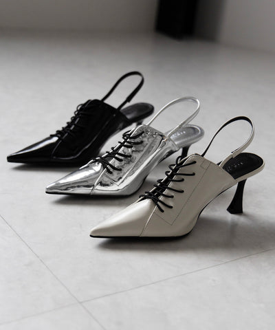 【 ３color 】ポインテッドトゥレースアップスニーカーミュール ／ pointed toe lace up sneaker mules
