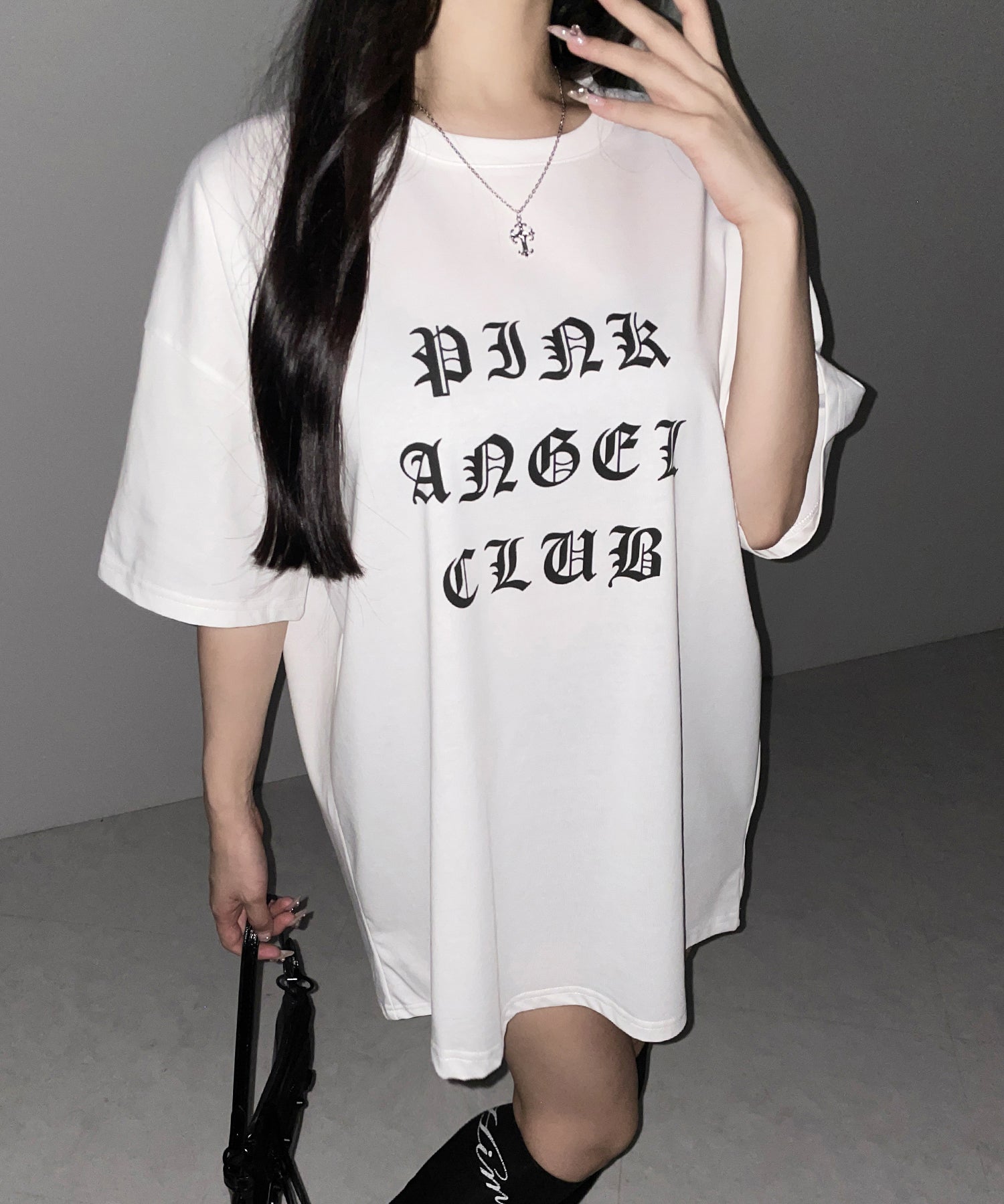 【 PINK ANGEL CLUB 】グランジロゴビッグＴシャツ ／ PINK ANGEL CLUB grunge logo big T-shirts