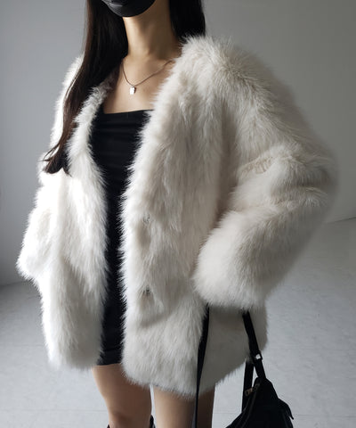 【 ４color 】ミンクライクフェイクファーボリュームコート ／ ｍink-like fake fur volume coat