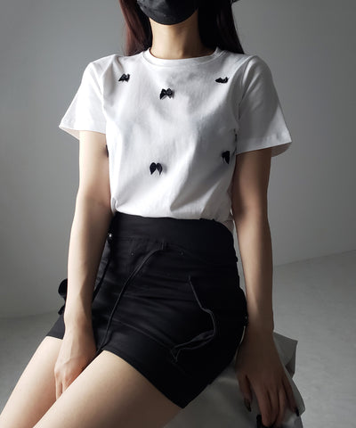 【 ４color 】ミニリボンバレエコアクロップドＴ ／ mini ribbon ballet core cropped Tee