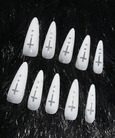 【 限定先行販売 】gradation sheer cross point long nail tips