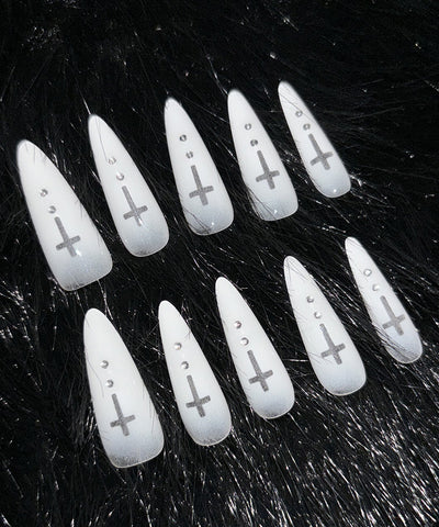 【 限定先行販売 】gradation sheer cross point long nail tips