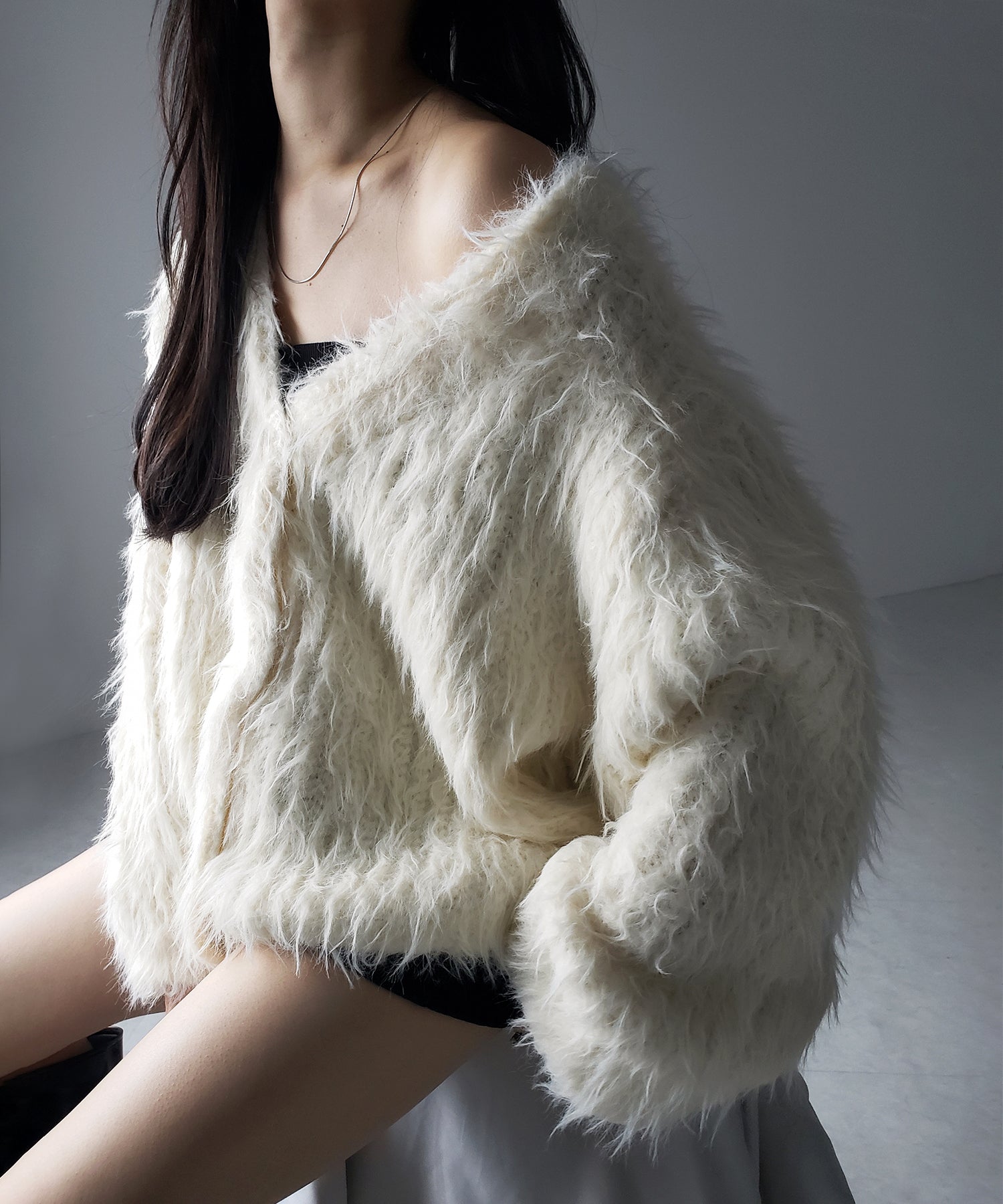 【 ３color 】モンスターシャギーボリュームニットカーディガン ／ monster shaggy volume knit cardigan