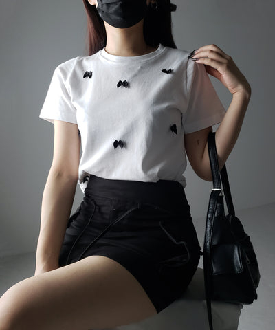 【 ４color 】ミニリボンバレエコアクロップドＴ ／ mini ribbon ballet core cropped Tee