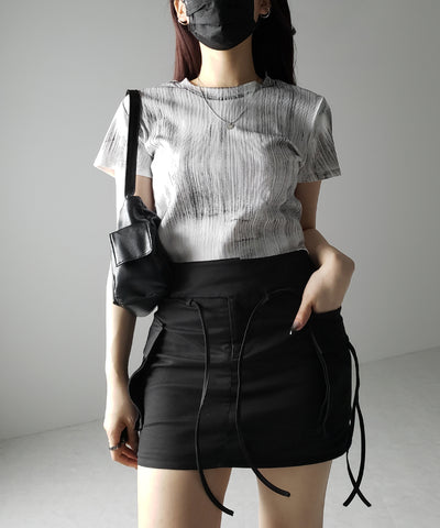 【 ３color 】ヴィンテージプリントクロップドリブＴシャツ ／ vintage print cropped lib Tee