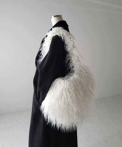 【 ４color 】シャギーファーハートショルダーバッグ ／ shaggy fur heart shoulder bag