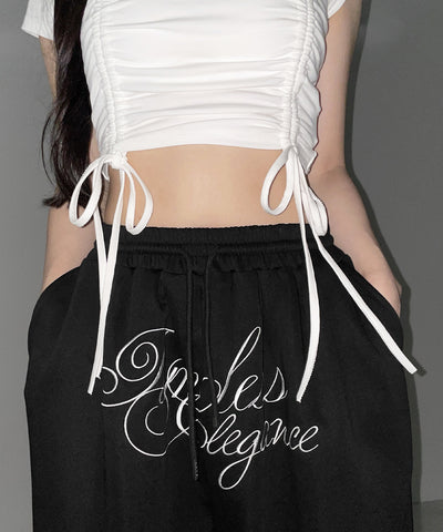 ダブルシャーリングリボンストラップＴシャツ ／ double shirring ribbon strap T-shirts